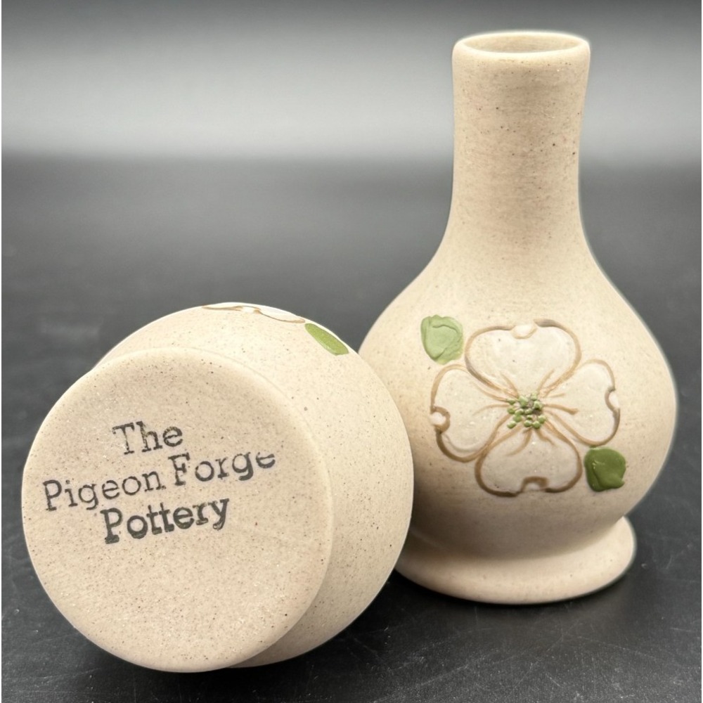 Pigeon Forge Pottery Small Bud Vase with Dogwood Flower Decoration-1 Item - Picture 2 of 7